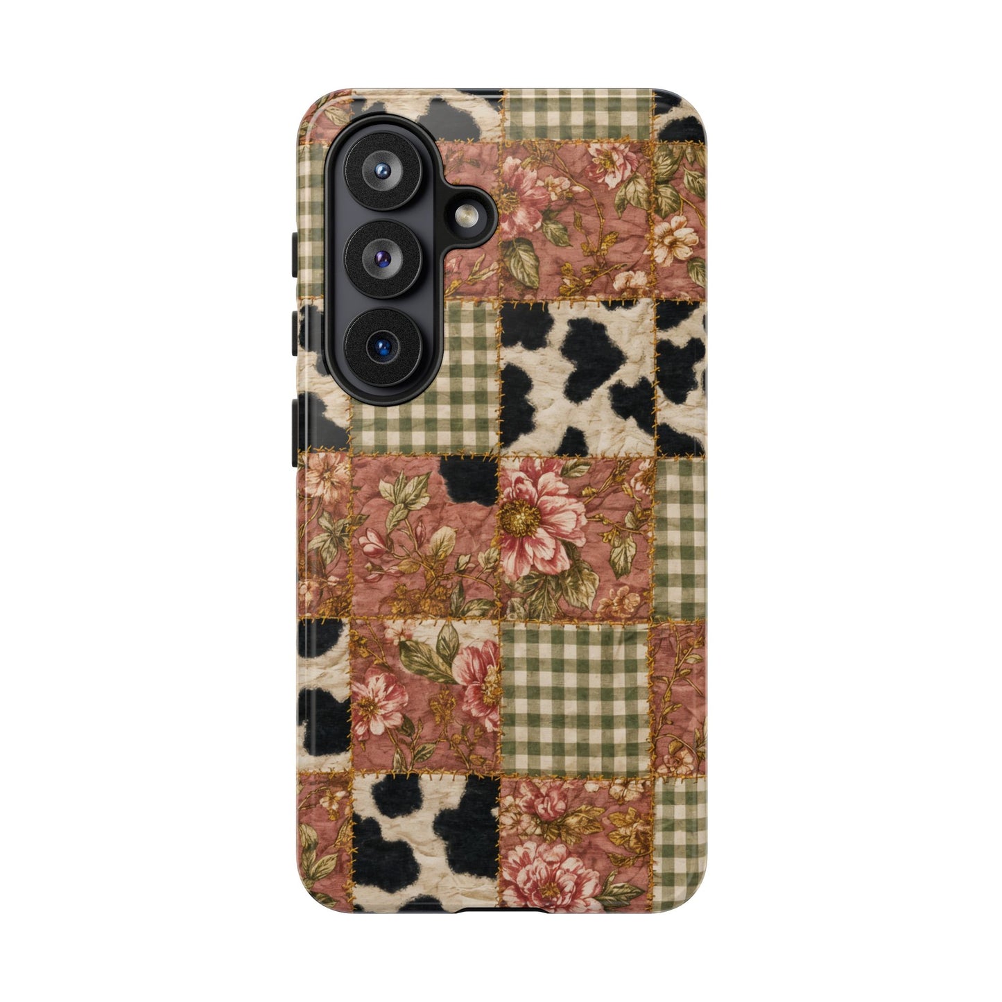 Cowhide Floral Quilt Tough Case