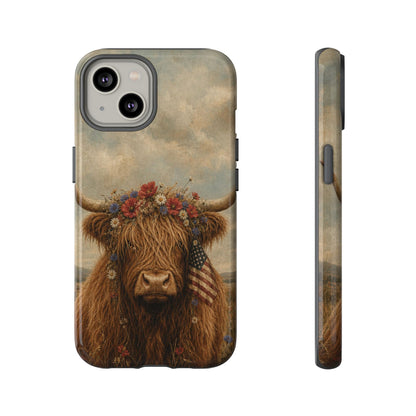 Patriotic Highland Cow Tough Case