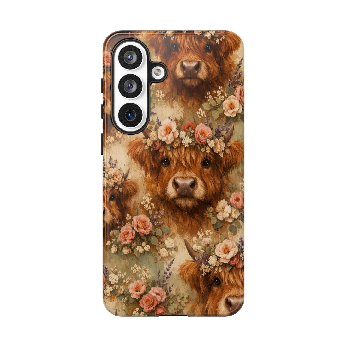 Floral Highland Cow Tough Case