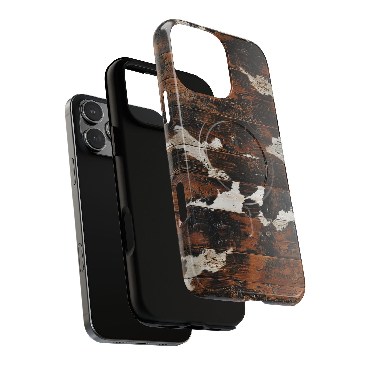 Wooden Cowhide Bull Skull Magnetic Case