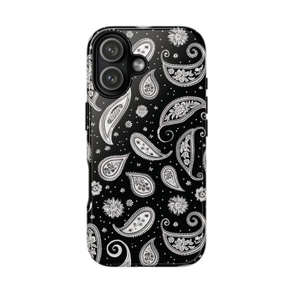 Black White Paisley Tough Phone Case