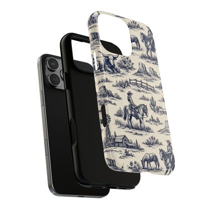 Western Toile Navy Magnetic Case