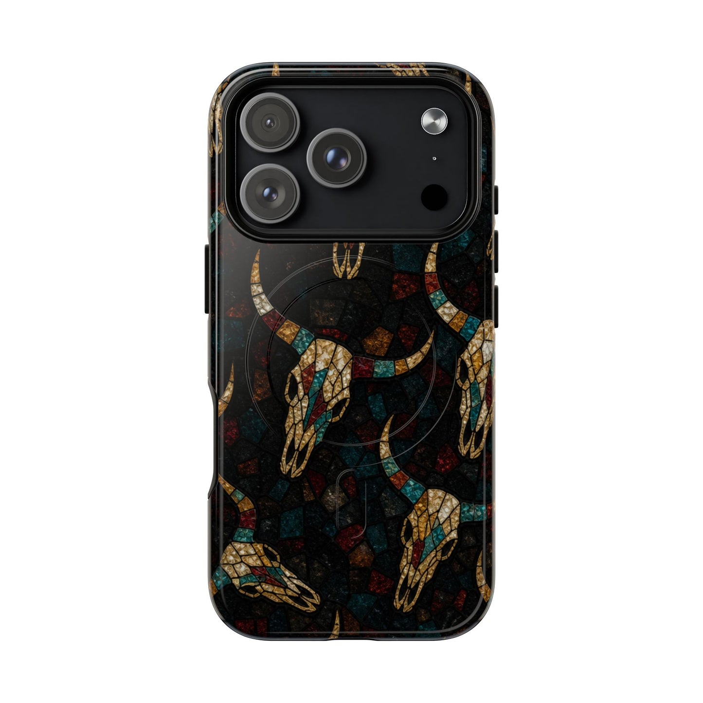 Stained Bull Skull Magnetic Case