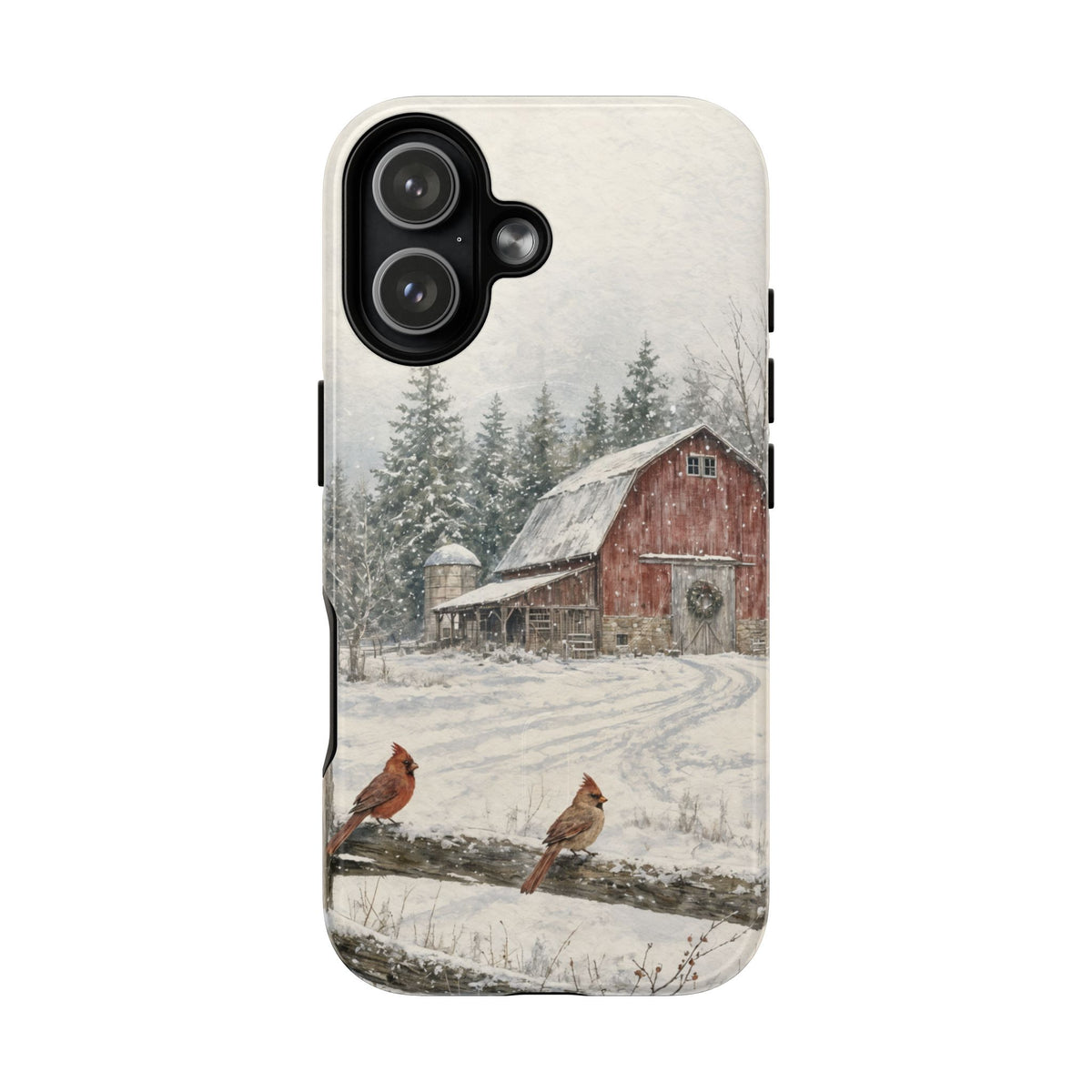 Snowy Red Barn Magnetic Case