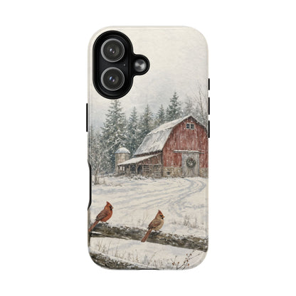 Snowy Red Barn Magnetic Case
