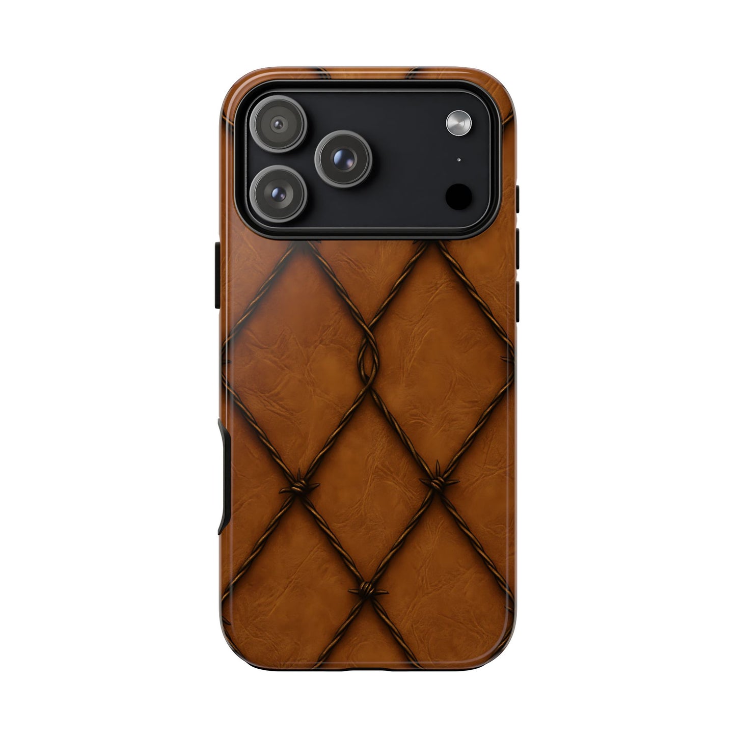 Tan Barbed Wire Grid Tough Phone Case