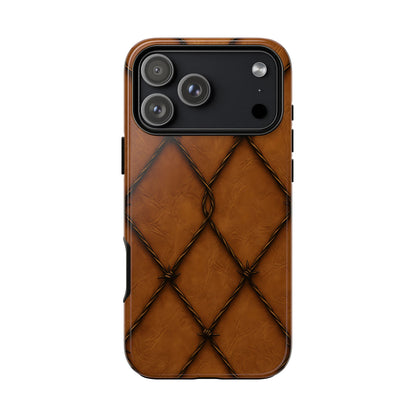 Tan Barbed Wire Grid Tough Phone Case