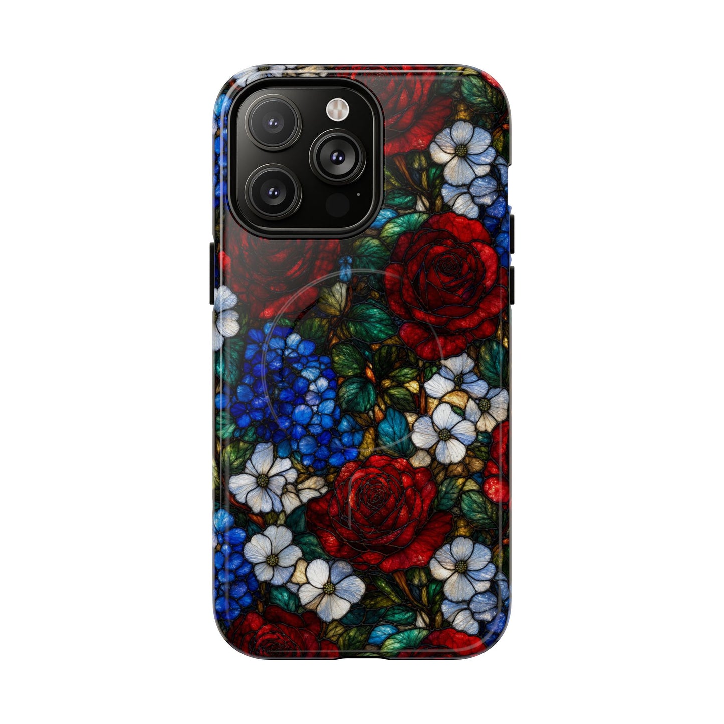 Patriotic Floral Glass Magnetic Case