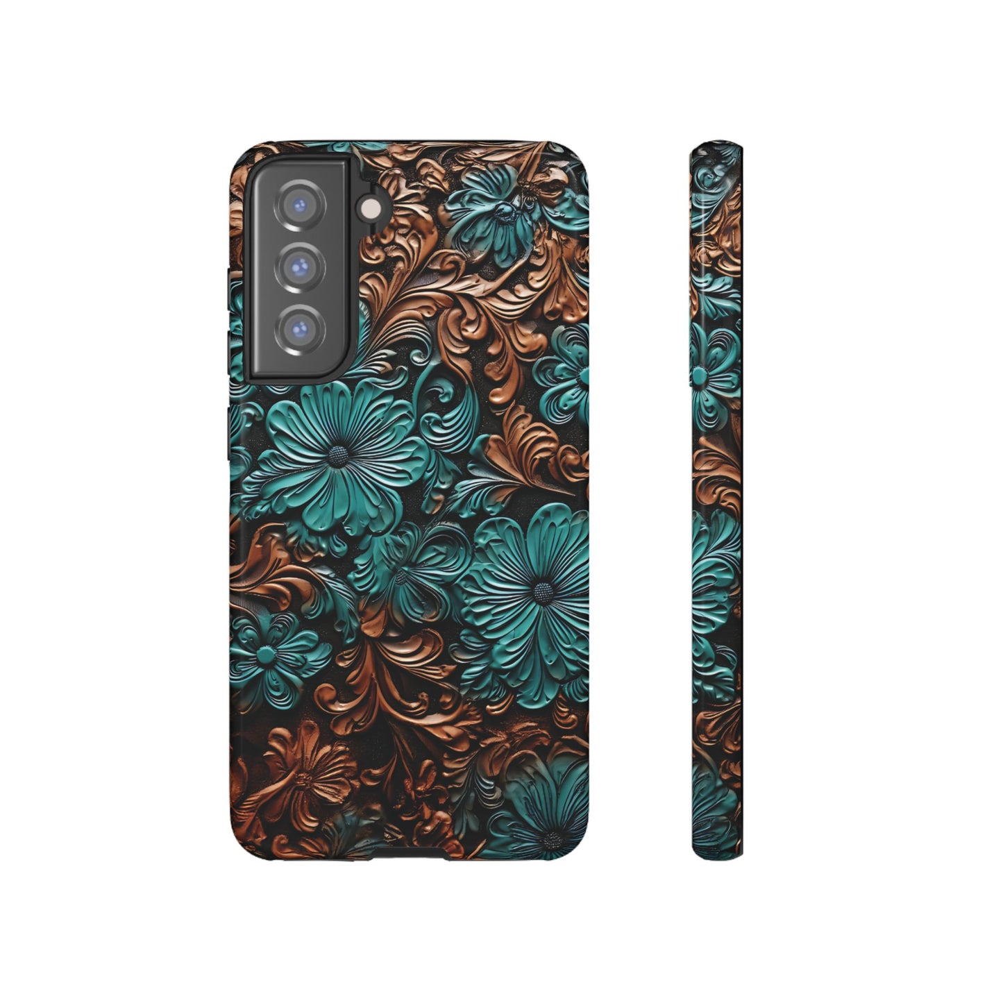 Faux Tooled Floral Tough Case