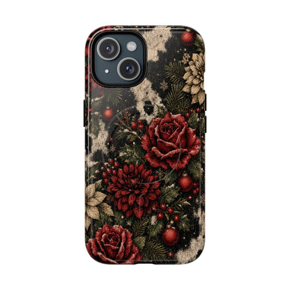 Cowhide Christmas Roses Magnetic Case