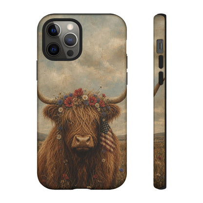 Patriotic Highland Cow Tough Case