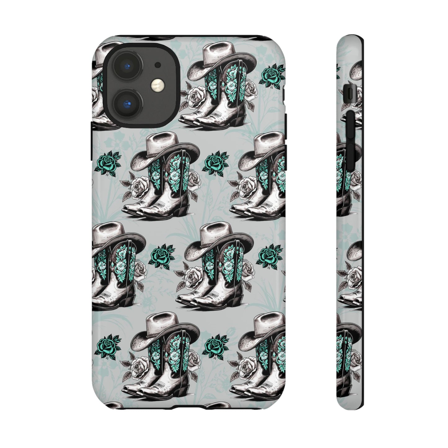 Teal Floral Boots Tough Case