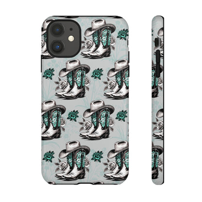 Teal Floral Boots Tough Case