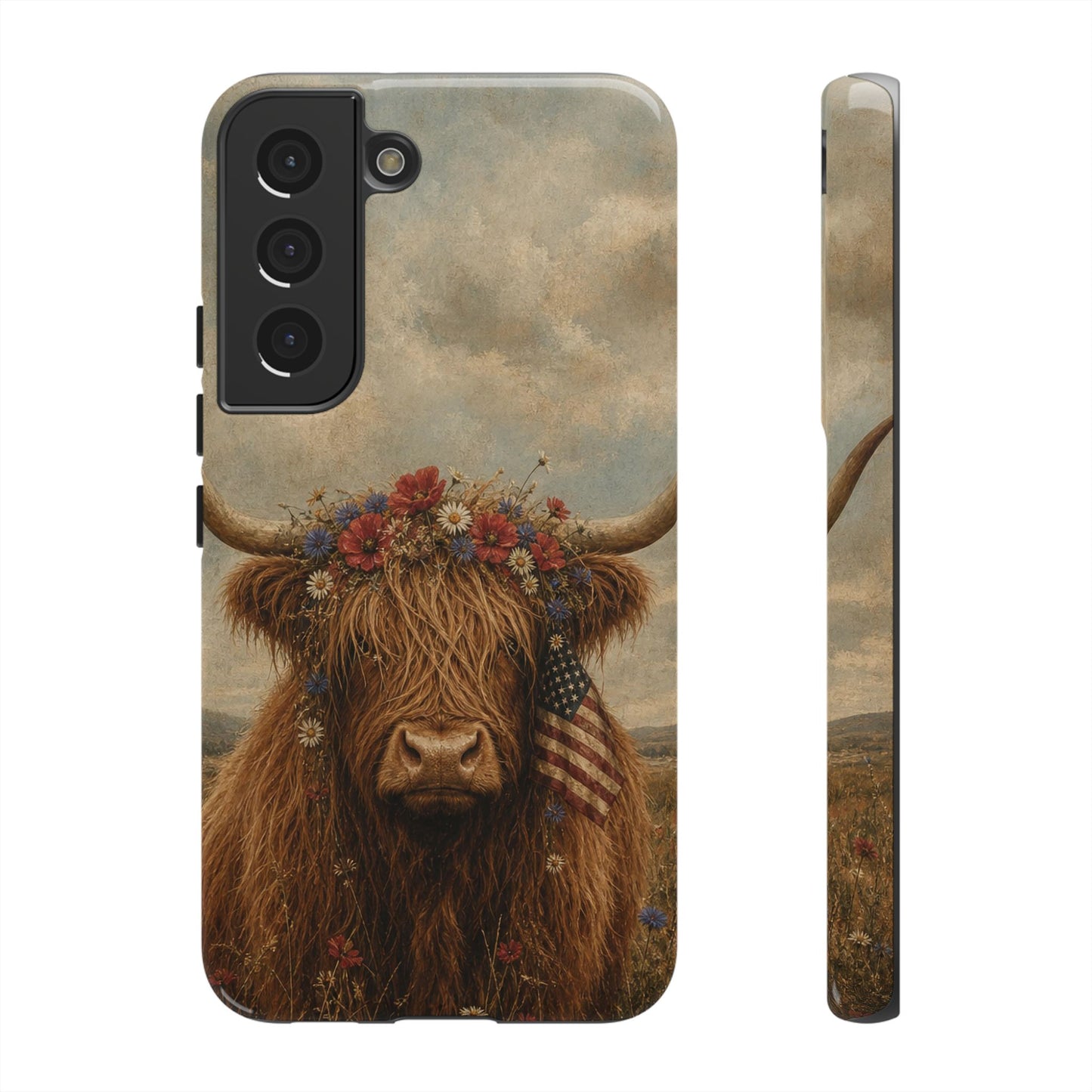 Patriotic Highland Cow Tough Case