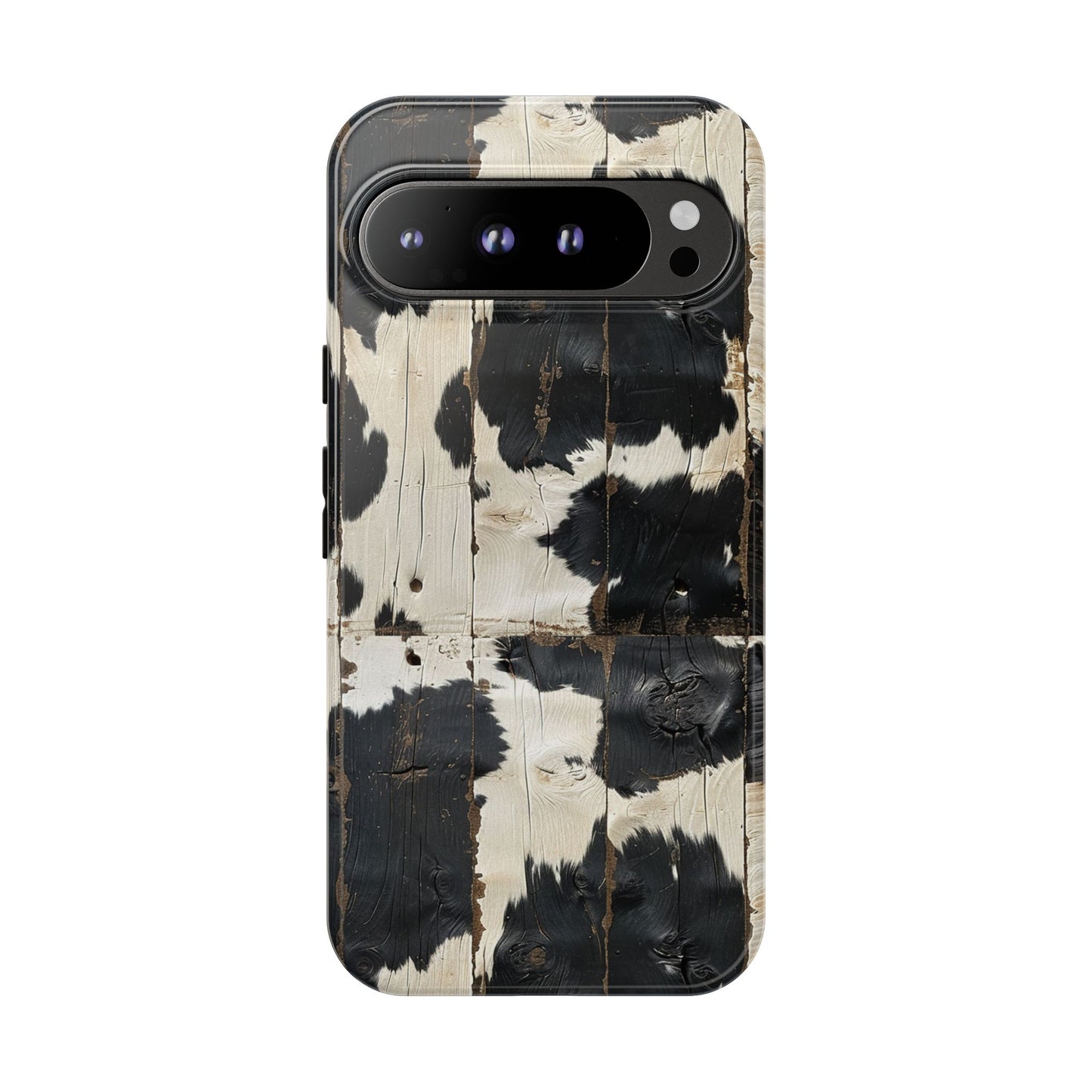 Black Wooden Cowhide Tough Phone Case