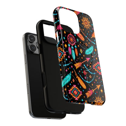 Neon Aztec Feather Magnetic Case