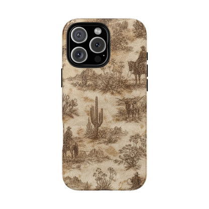 Ivory Cowhide Toile Tough Case