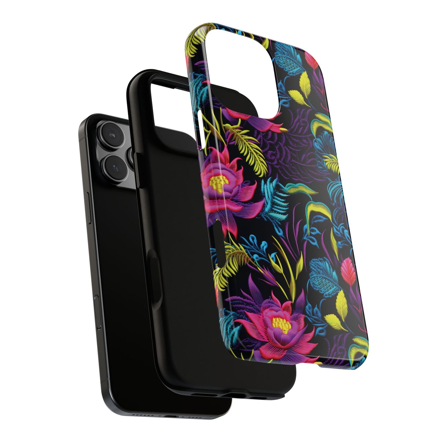 Neon Pink Flowers Tough Phone Case
