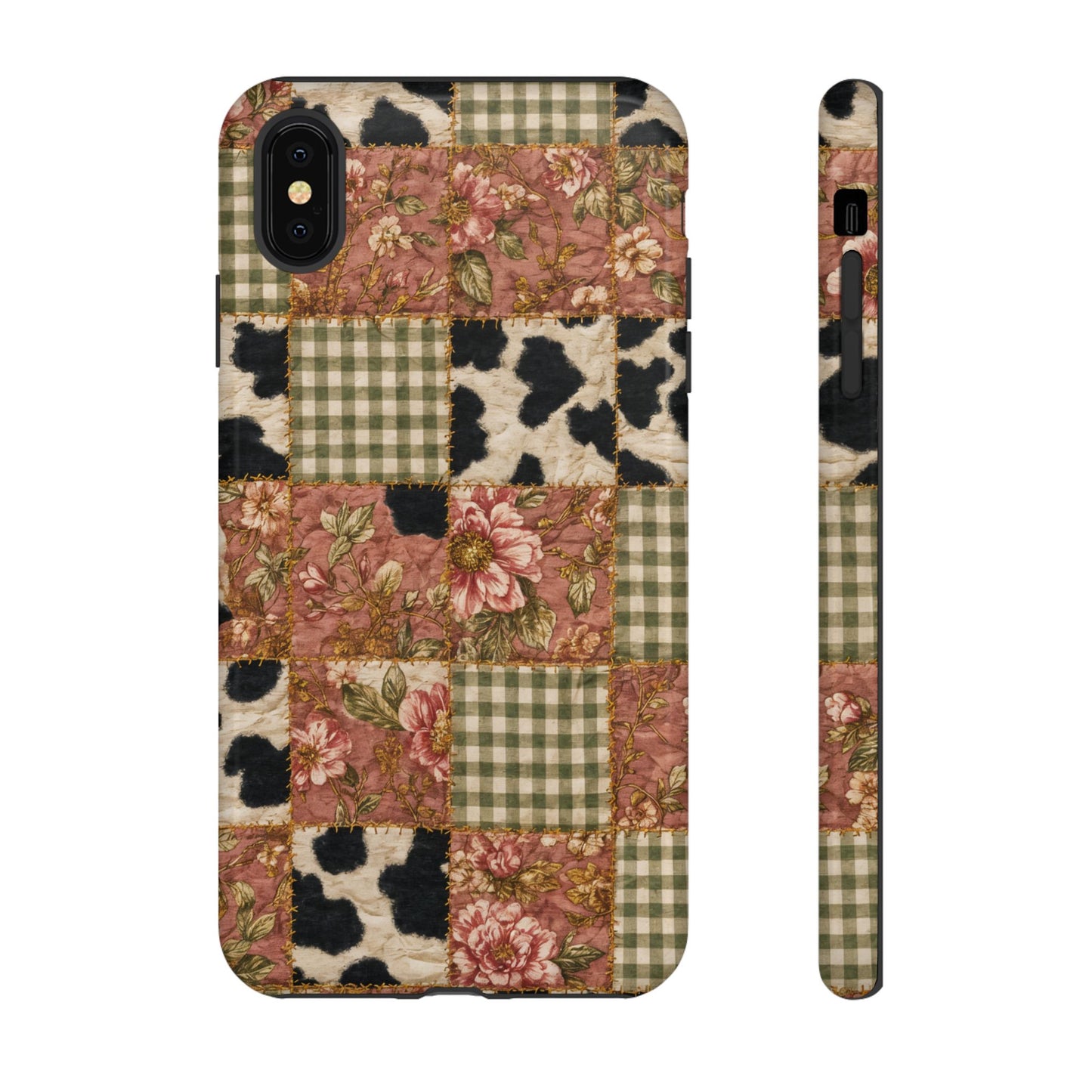 Cowhide Floral Quilt Tough Case