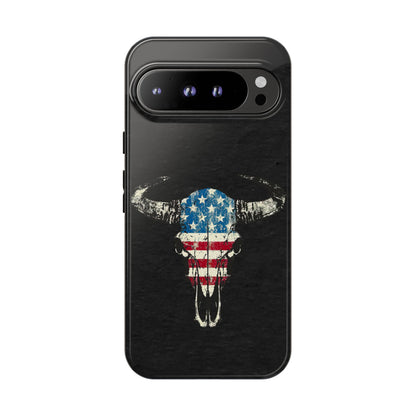 Patriotic Bull Skull Tough Phone Case