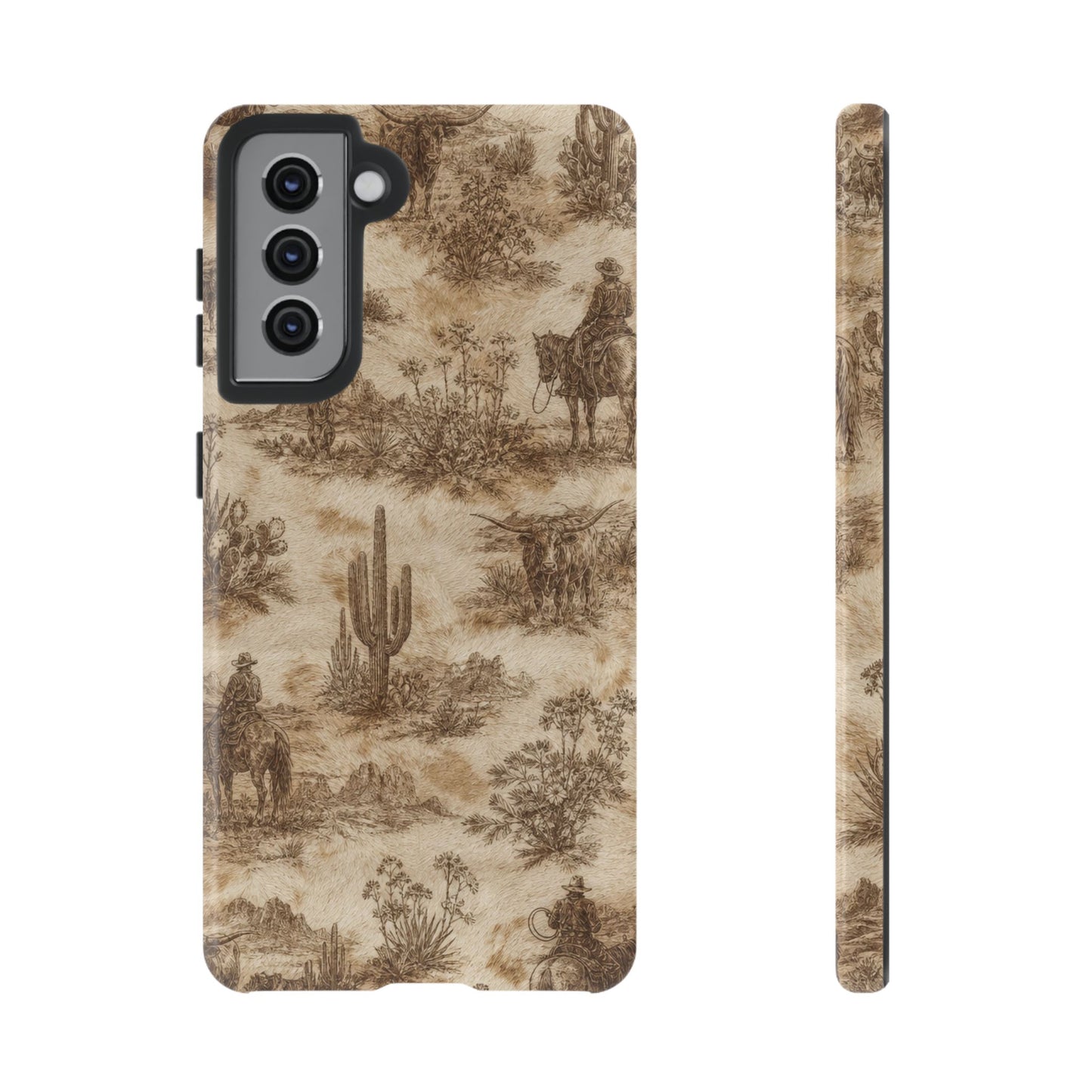 Ivory Cowhide Toile Tough Case