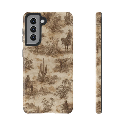 Ivory Cowhide Toile Tough Case