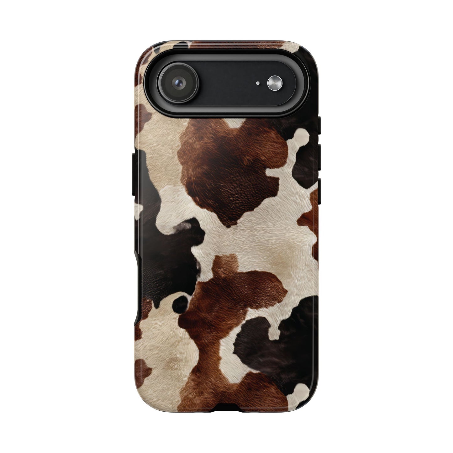 Brown Black Cowhide Tough Phone Case