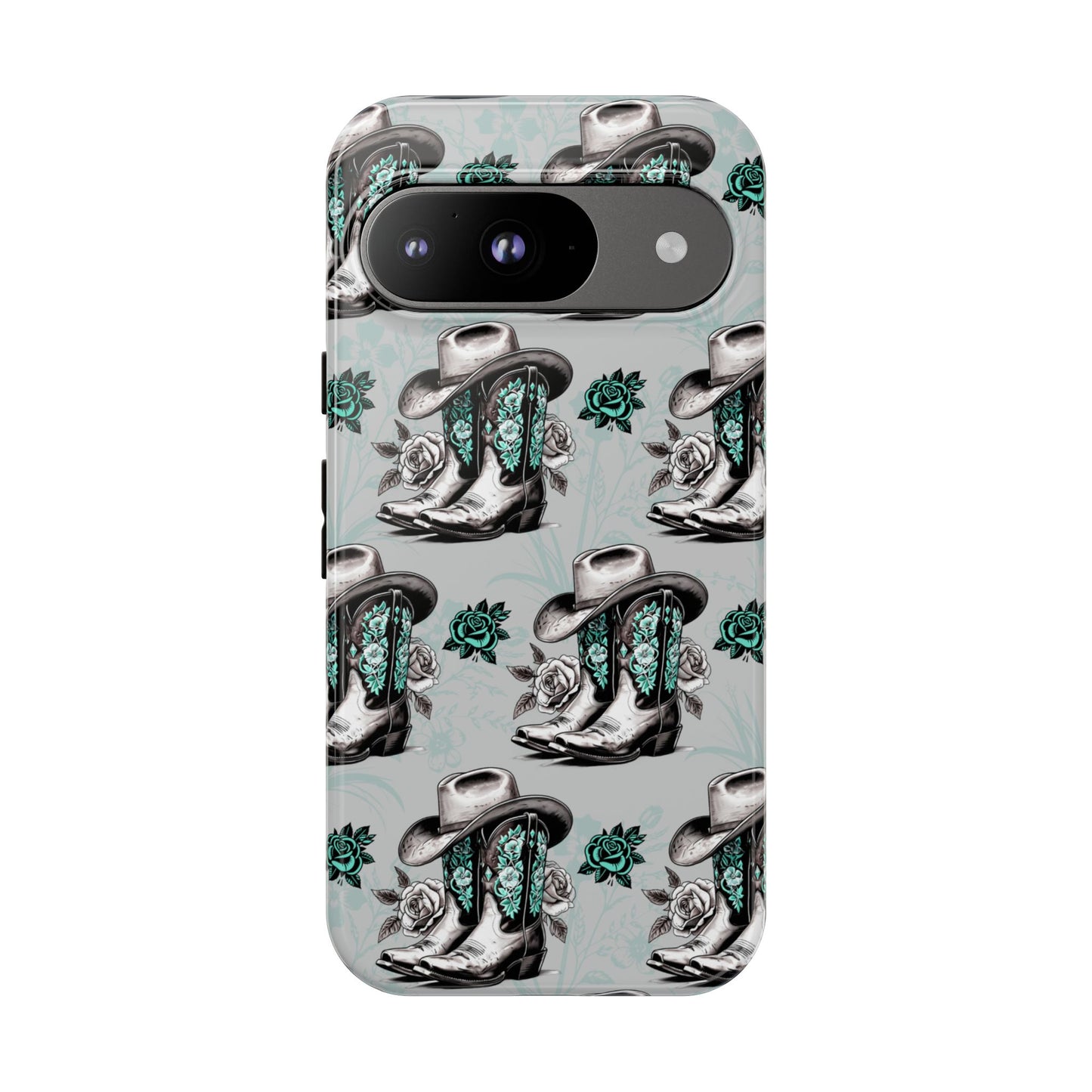 Teal Floral Boots Tough Case