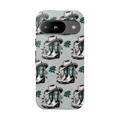 Teal Floral Boots Tough Case