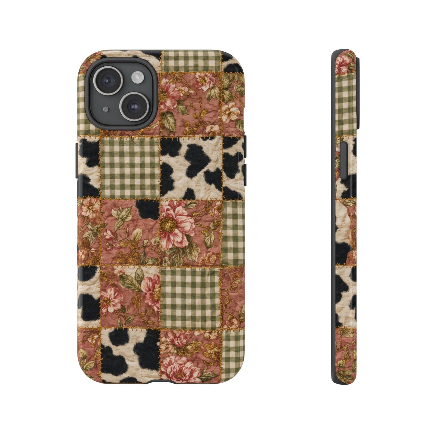 Cowhide Floral Quilt Tough Case