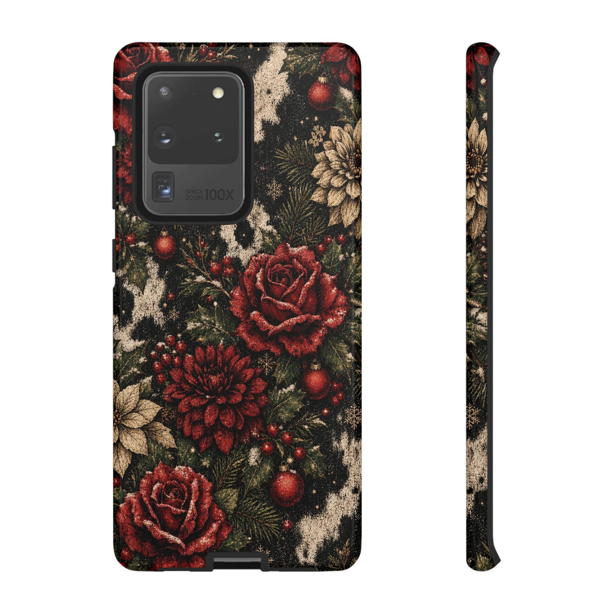 Cowhide Christmas Roses Tough Case