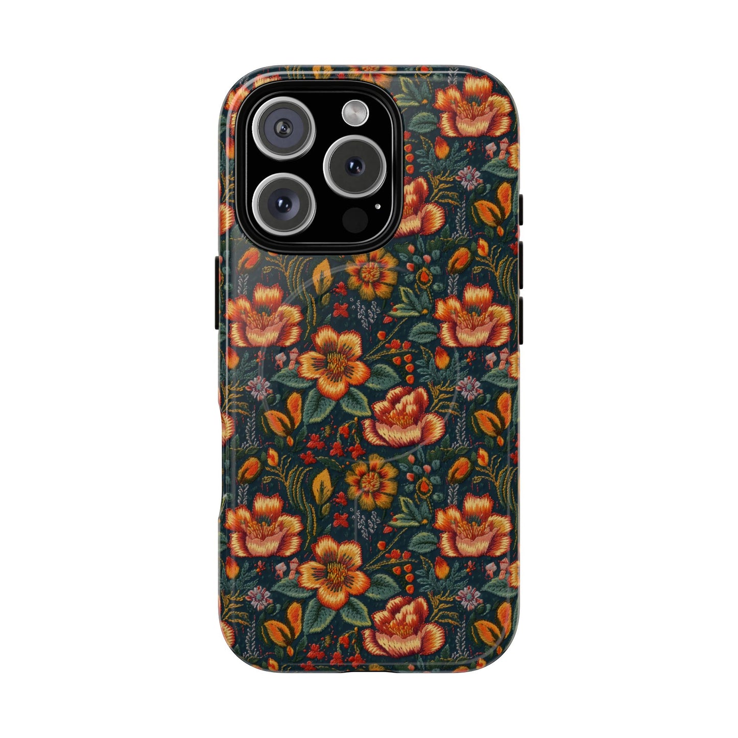 Embroidered Flowers Magnetic Case