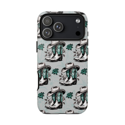 Teal Floral Boots Tough Case