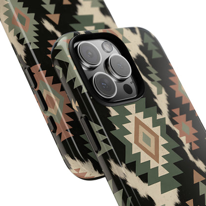Sage Aztec + Cowhide Tough Phone Case