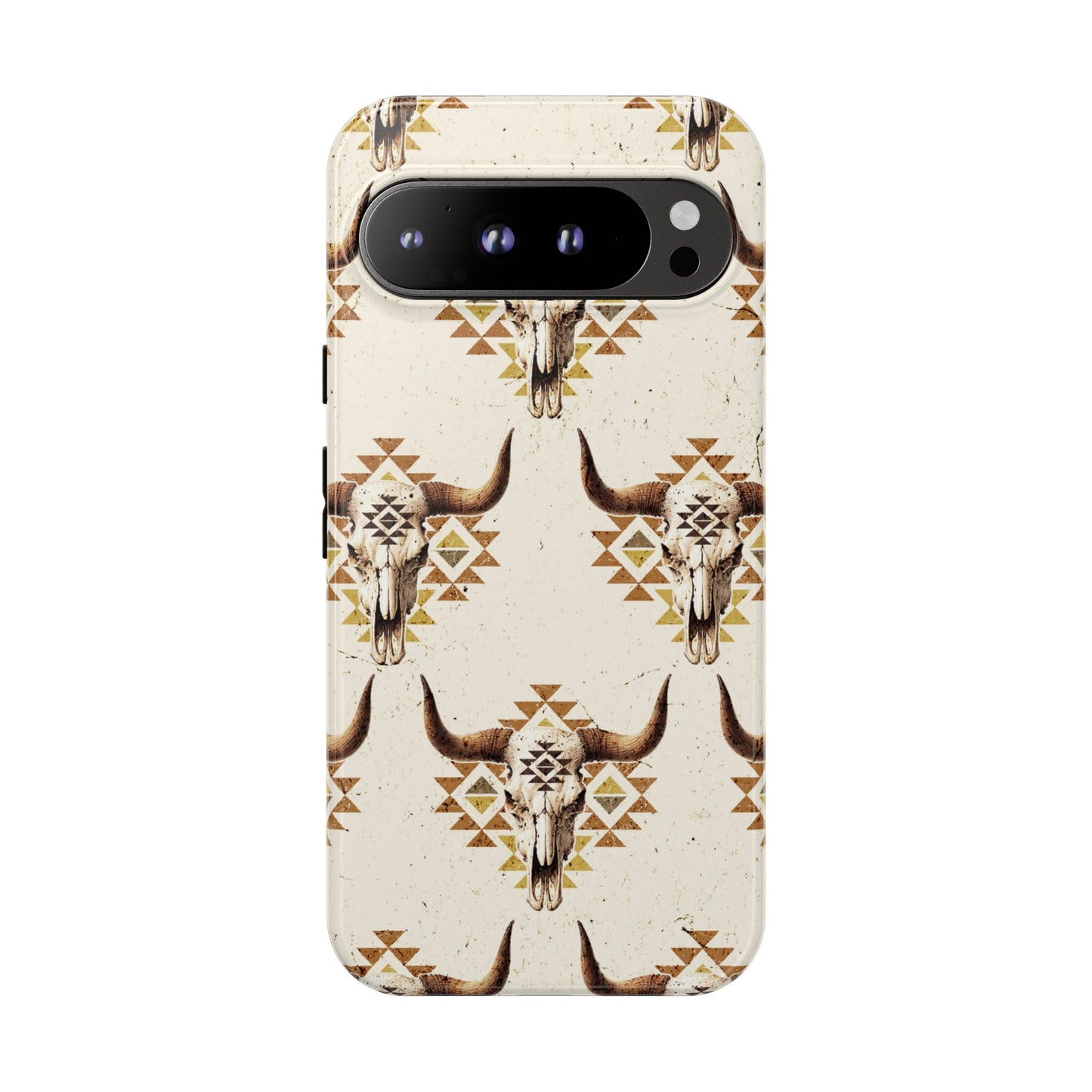 Cream Aztec Skull Tough Phone Case