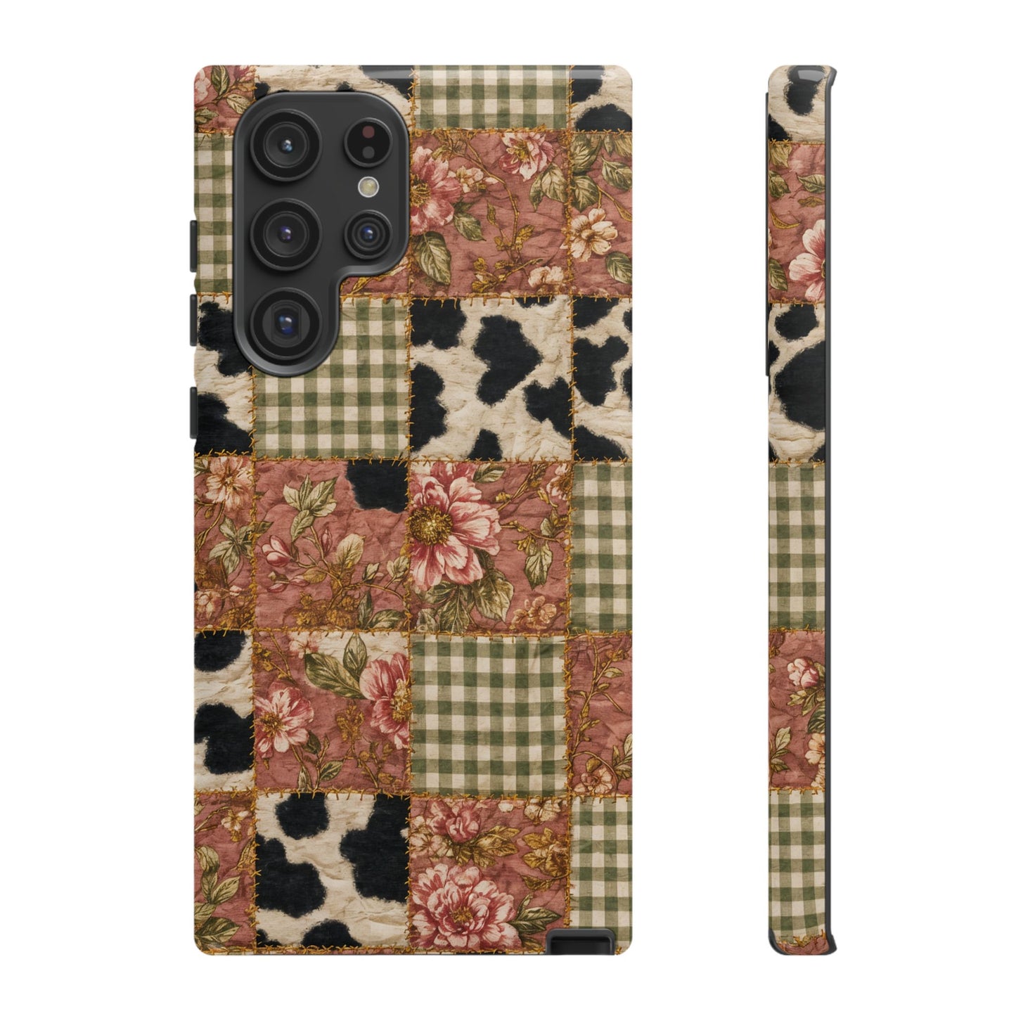 Cowhide Floral Quilt Tough Case