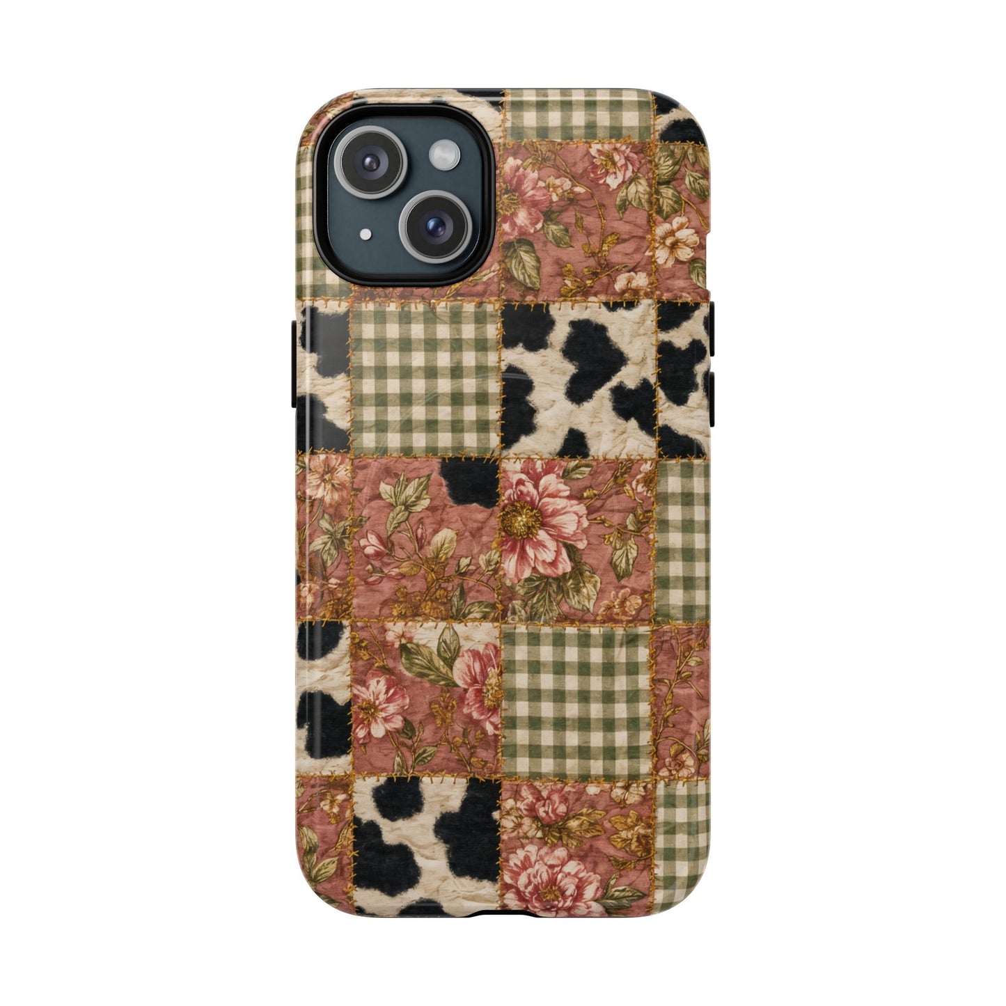 Cowhide Floral Quilt Magnetic Case