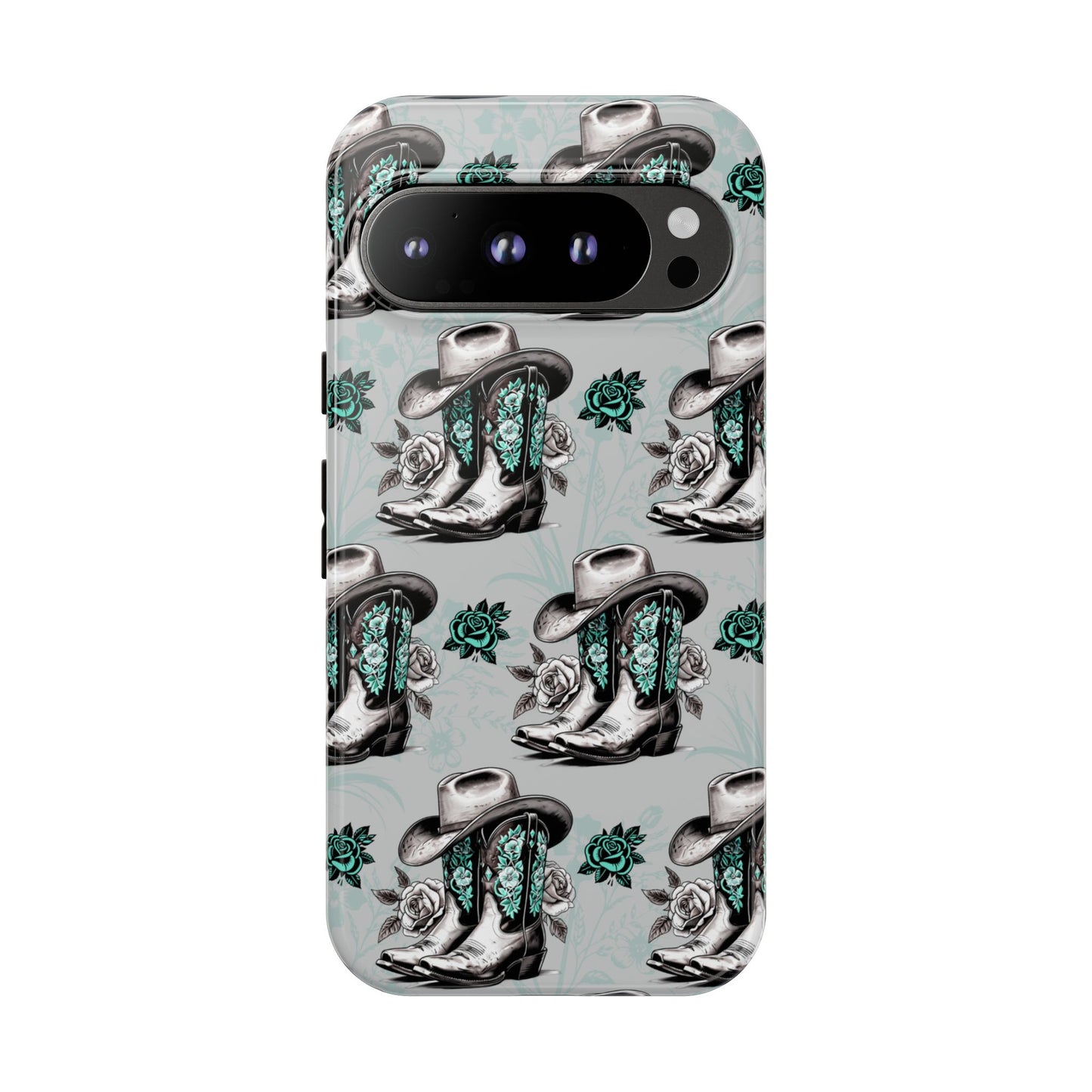 Teal Floral Boots Tough Case