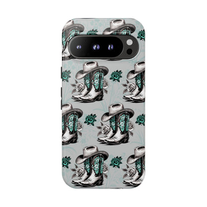 Teal Floral Boots Tough Case