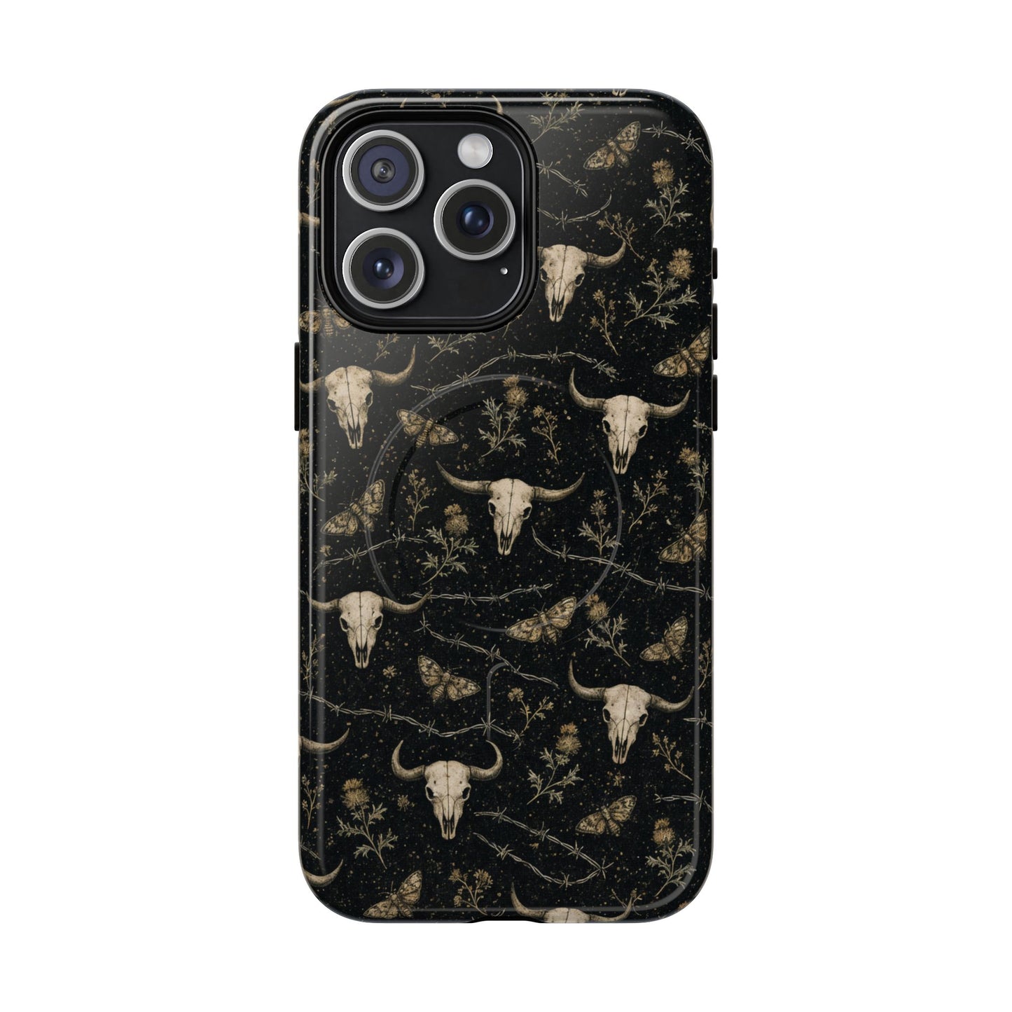 Bull Skull Barbwire Magnetic Case