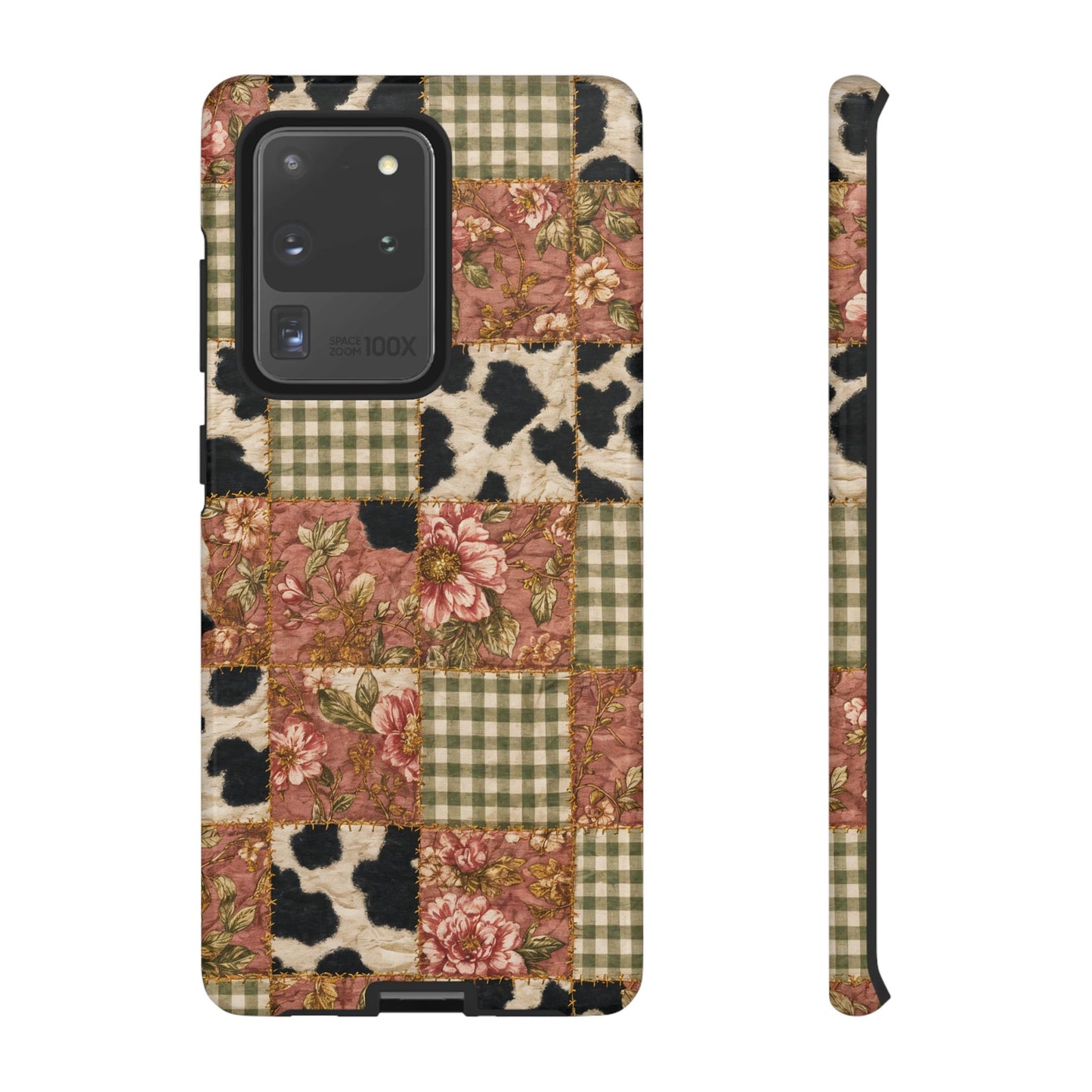 Cowhide Floral Quilt Tough Case