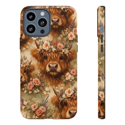 Floral Highland Cow Tough Case