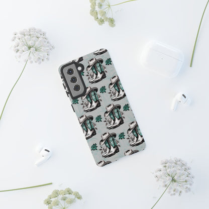 Teal Floral Boots Tough Case