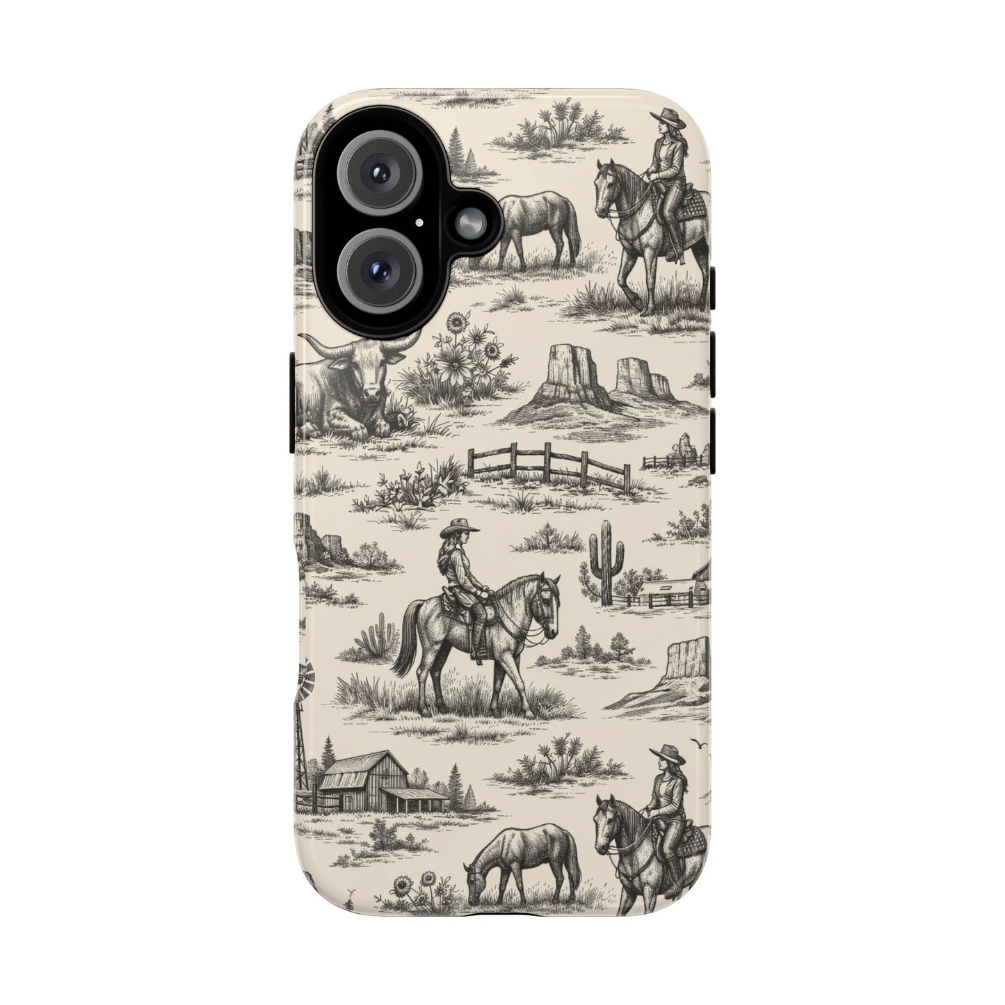Western Toile Black Tough Case