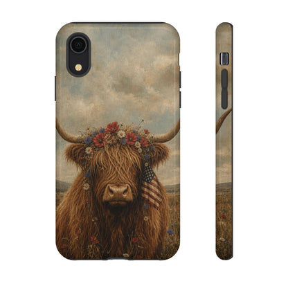 Patriotic Highland Cow Tough Case