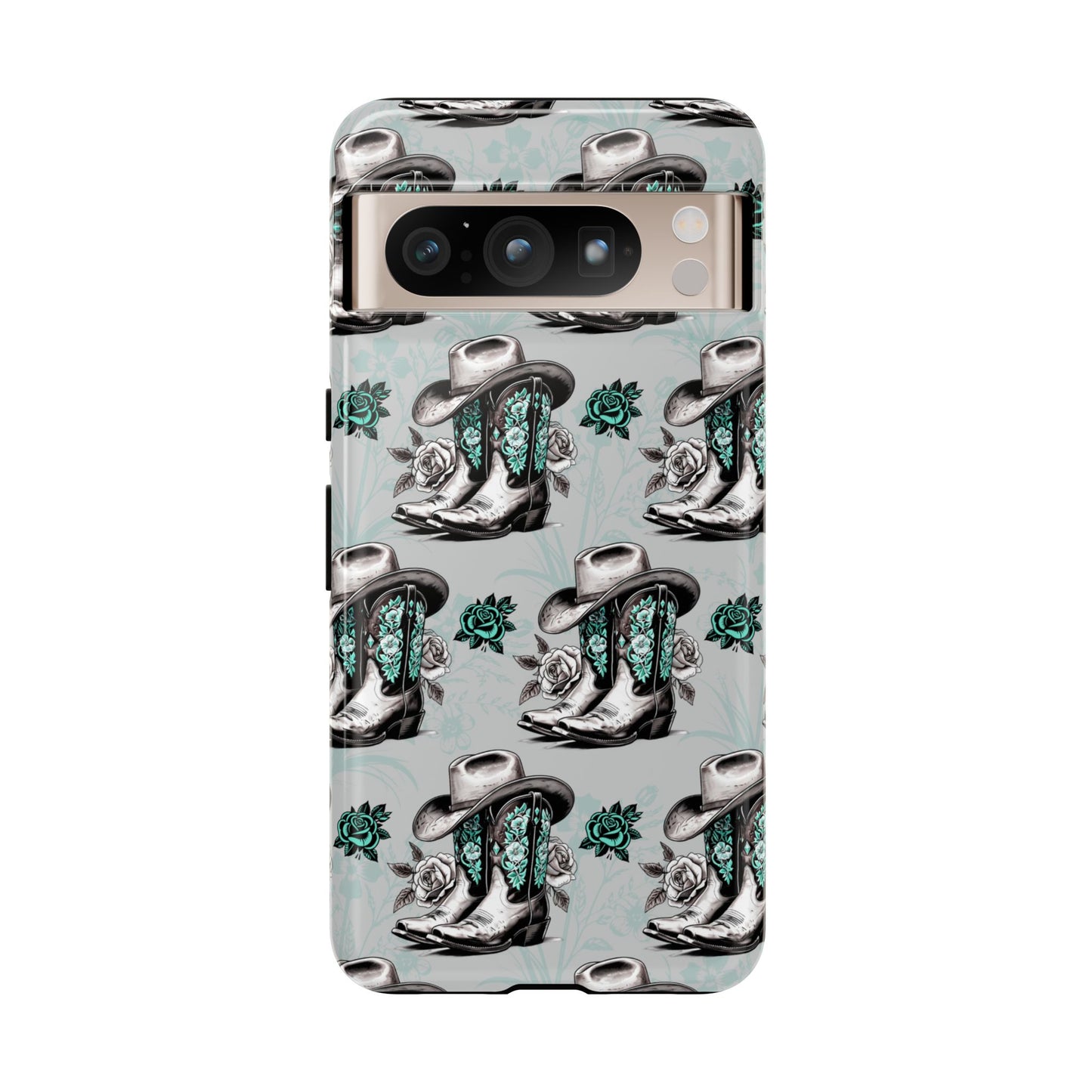 Teal Floral Boots Tough Case