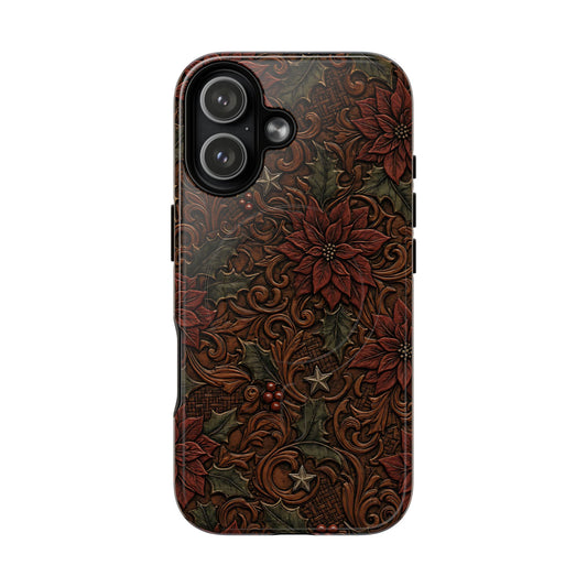Tooled Poinsettia Magnetic Case
