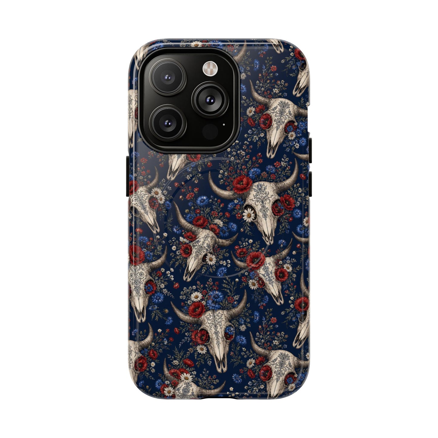 Patriotic Floral Skulls Magnetic Case