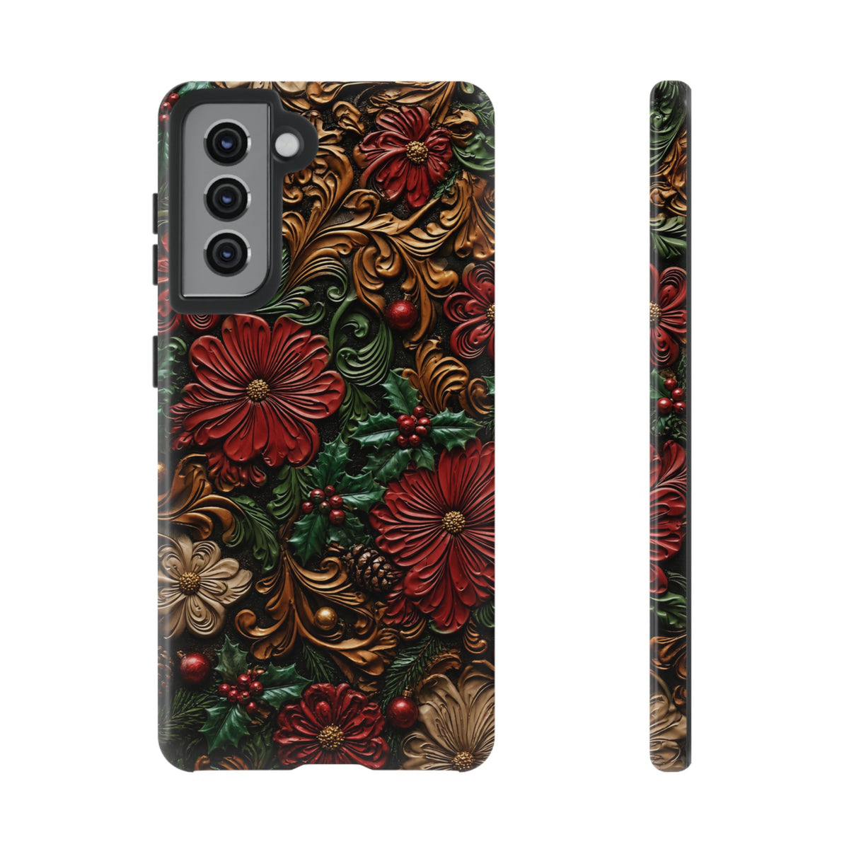 Tooled Christmas Blooms Tough Case