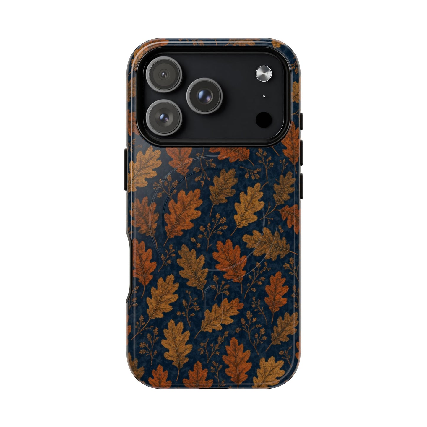 Navy Autumn Leaves Magnetic Case